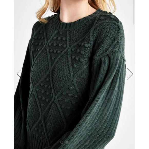 Splendid Leonie Bobble Sweater Balloon Sleeves Speckle Green Size XS Cotton Wool - Picture 2 of 12